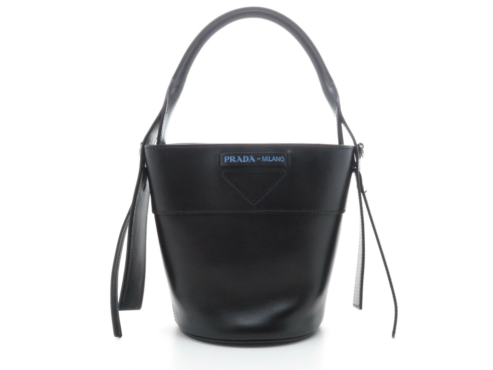 Prada bucket handbag black calfskin